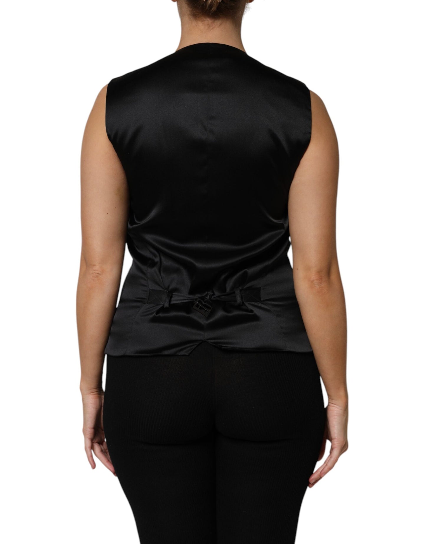 Dolce &amp; Gabbana – Ärmelloses Trägertop aus Jacquard mit silbernem Blumenmuster