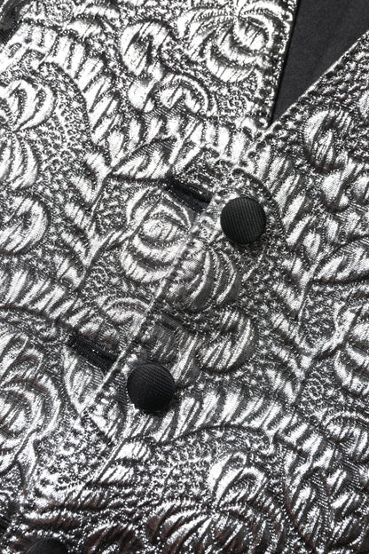 Dolce &amp; Gabbana – Ärmelloses Trägertop aus Jacquard mit silbernem Blumenmuster