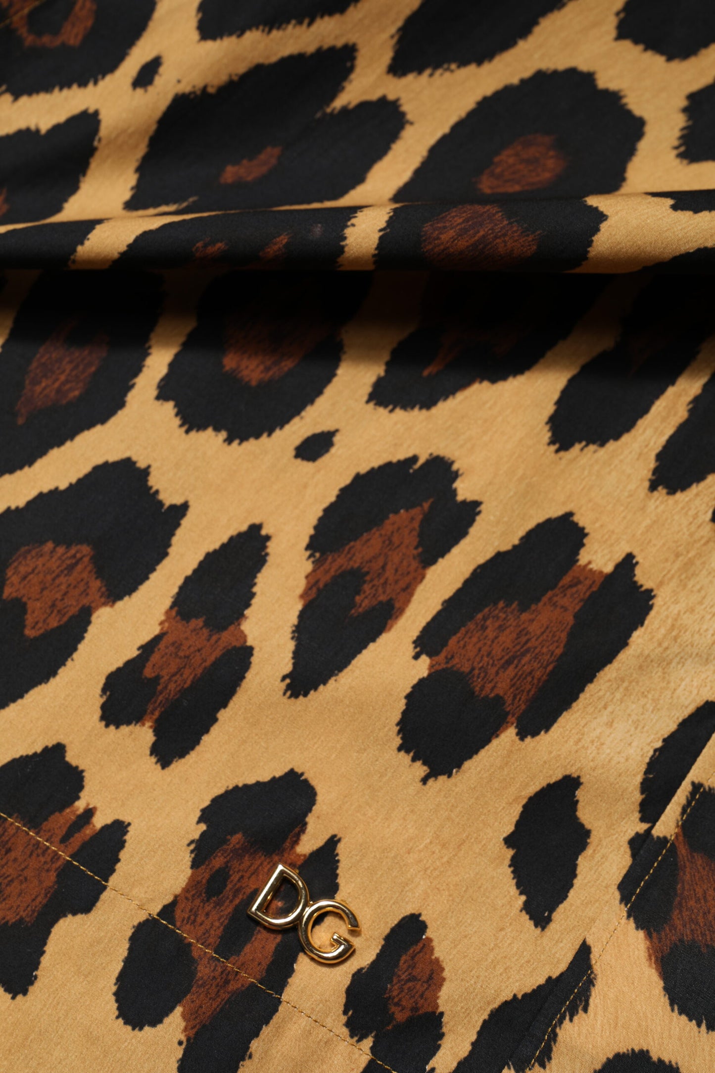 Dolce &amp; Gabbana – Braunes Poloshirt mit Leopardenmuster und Kragen