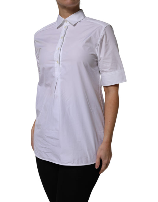 Dolce &amp; Gabbana – Weißes Poloshirt aus Baumwolle mit kurzen Ärmeln und Kragen