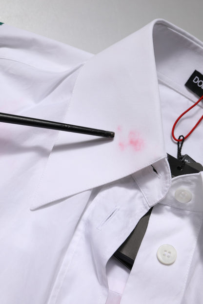 Dolce &amp; Gabbana – Weißes Hemd aus Baumwolle mit Blumenapplikationen