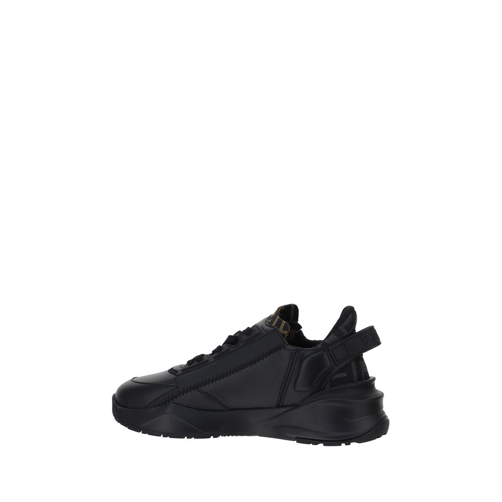 Fendi Schwarze Kalbsleder Bos Taurus Sneaker