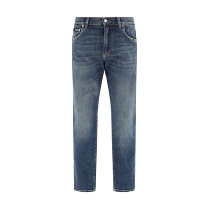 Dolce & Gabbana Blue Elastane Straight-Leg Jeans