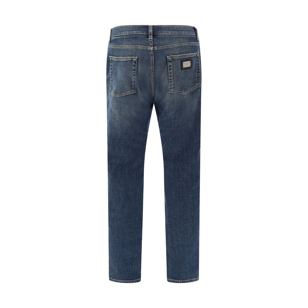 Dolce & Gabbana Blue Elastane Straight-Leg Jeans