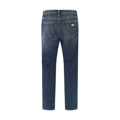 Dolce & Gabbana Blue Elastane Straight-Leg Jeans