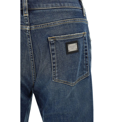 Dolce & Gabbana Blue Elastane Straight-Leg Jeans