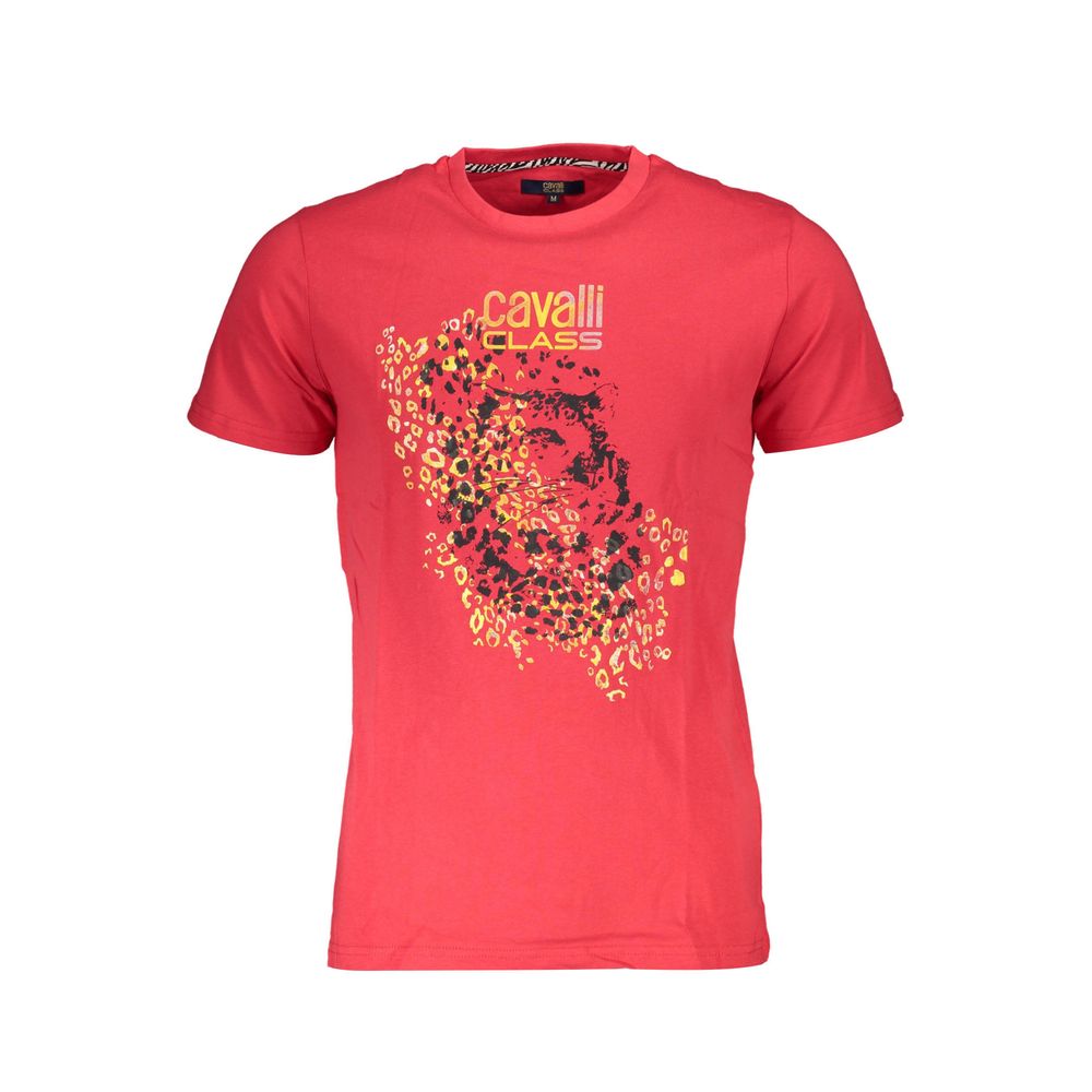 Cavalli Class Rotes Herren-T-Shirt aus Baumwolle