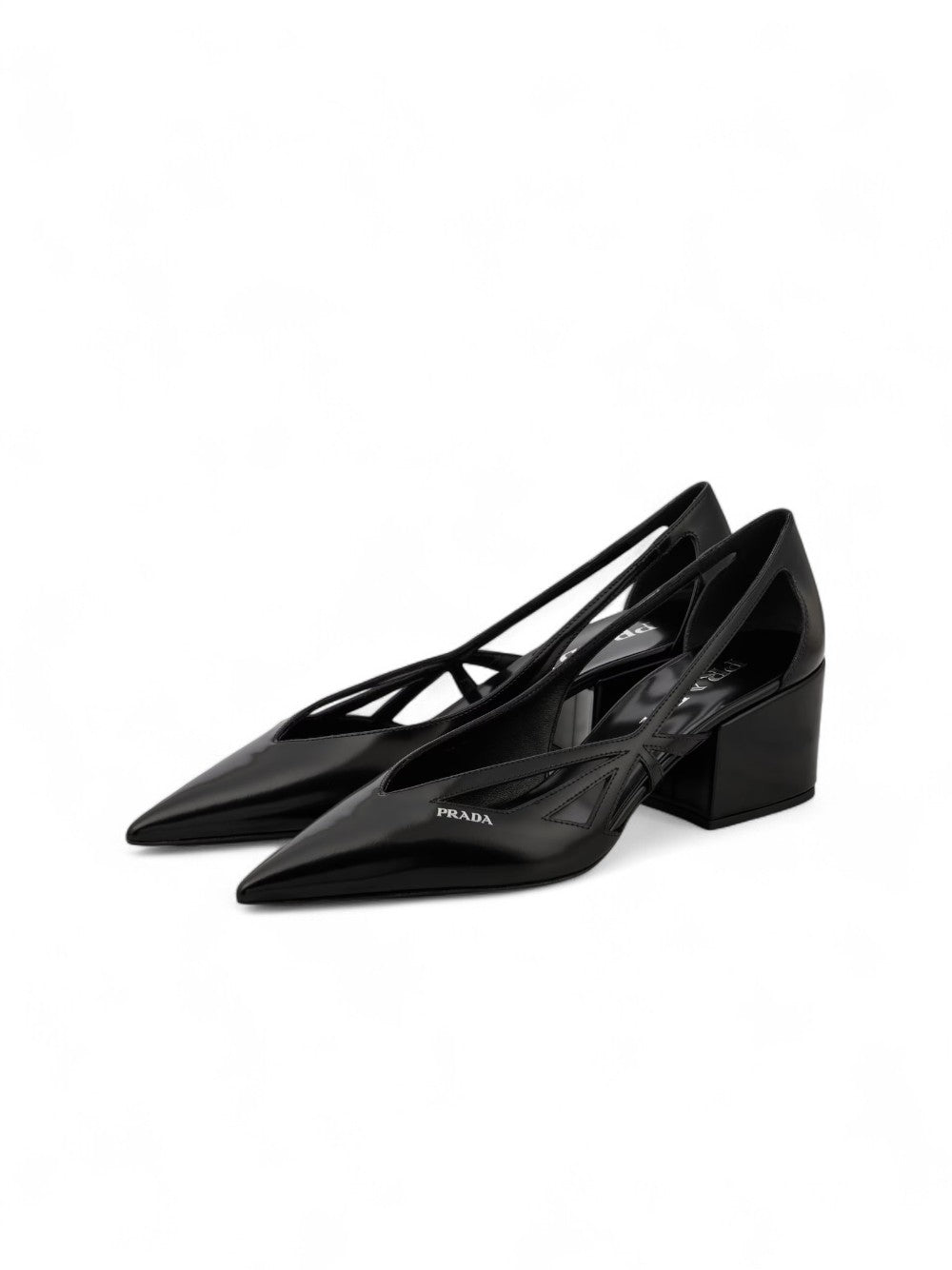 Prada Black Leather Cut-Out Pumps 55