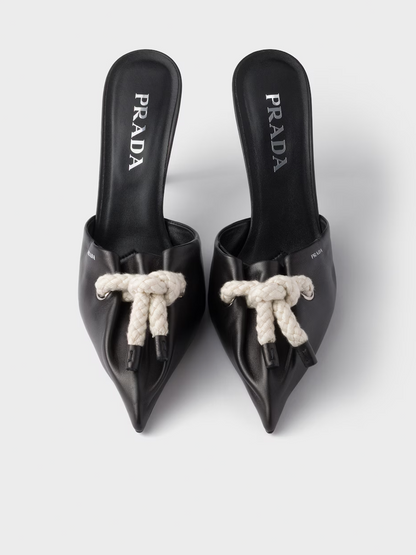 Prada Black Nappa Leather Rope Detail  Sandals