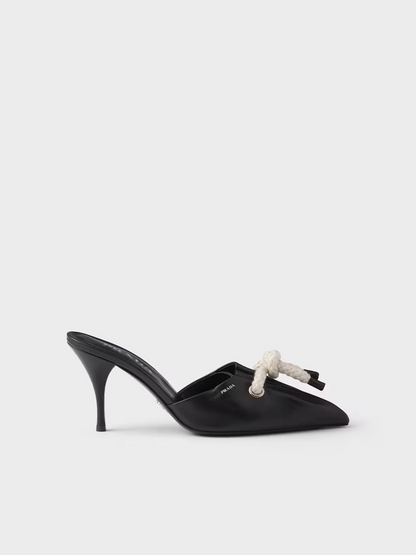 Prada Black Nappa Leather Rope Detail  Sandals
