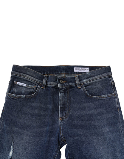 Dolce & Gabbana Blue Washed Skinny Cotton Denim Jeans