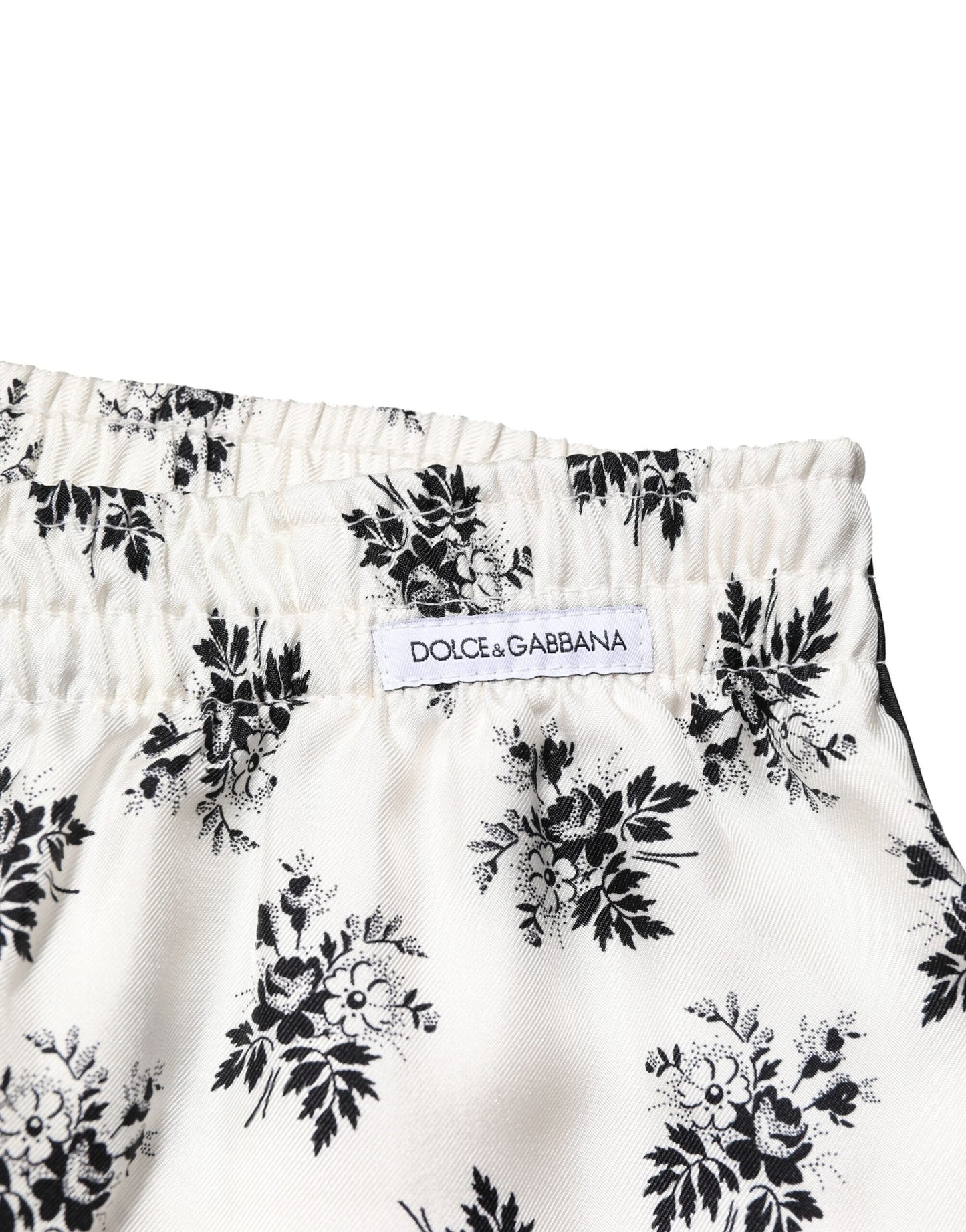 Dolce &amp; Gabbana – Weiße, geblümte Loungehose aus Seide