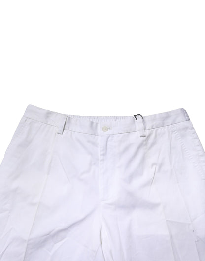 Dolce & Gabbana White Cotton Dress Slim Formal Pants