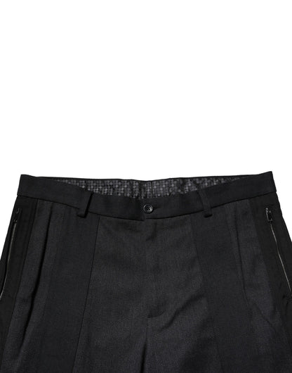 Dolce &amp; Gabbana – Schmale, formelle Hose aus schwarzer Baumwolle