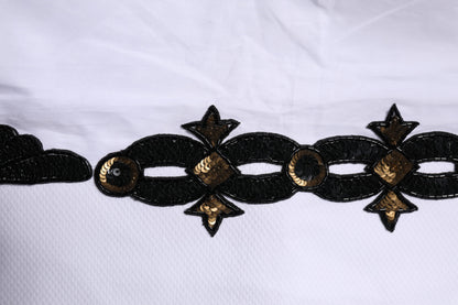 Dolce &amp; Gabbana – Weißes, mit GOLD verziertes formelles Herrenhemd