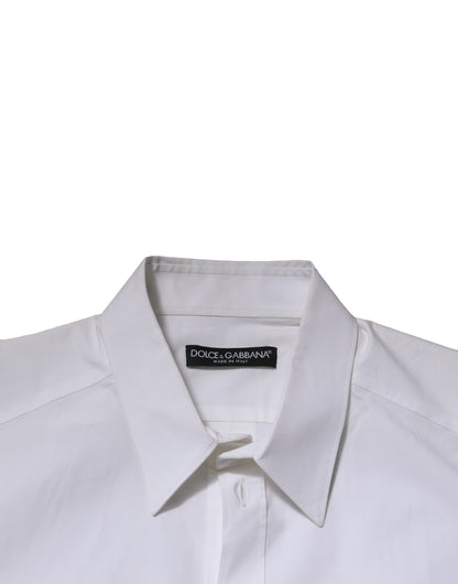 Dolce & Gabbana White Cotton Long Sleeves Dress Formal Shirt