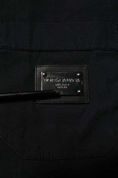 Dolce & Gabbana Black Cotton Short Sleeve Buttoned Casual Shirt