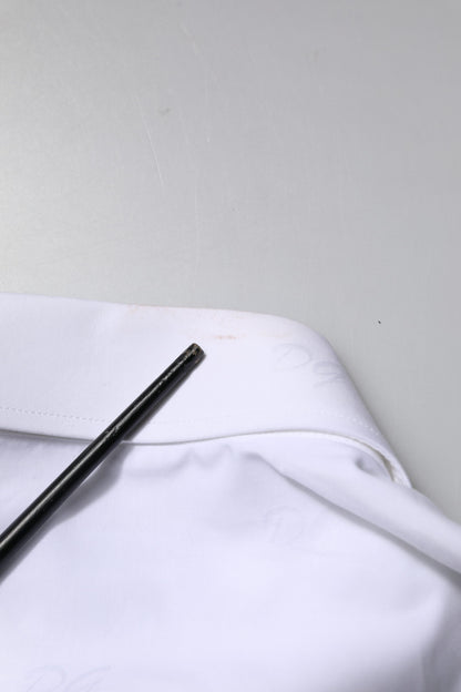 Dolce &amp; Gabbana Weiß GOLD Langarm-Kleid Formelles Hemd