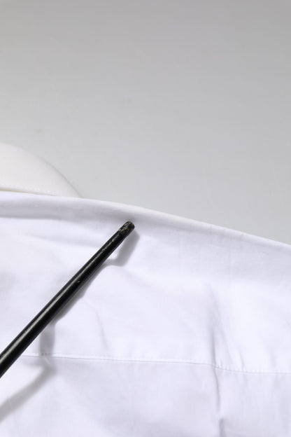 Dolce &amp; Gabbana Weiß GOLD Langarm-Kleid Formelles Hemd