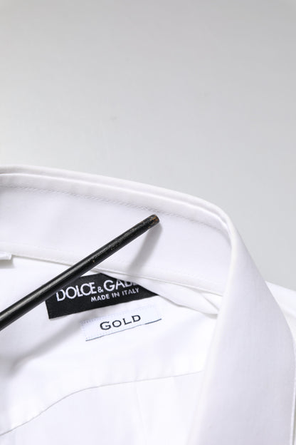Dolce &amp; Gabbana Weiß GOLD Langarm-Kleid Formelles Hemd