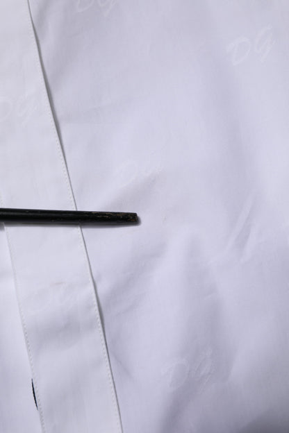 Dolce &amp; Gabbana Weiß GOLD Langarm-Kleid Formelles Hemd