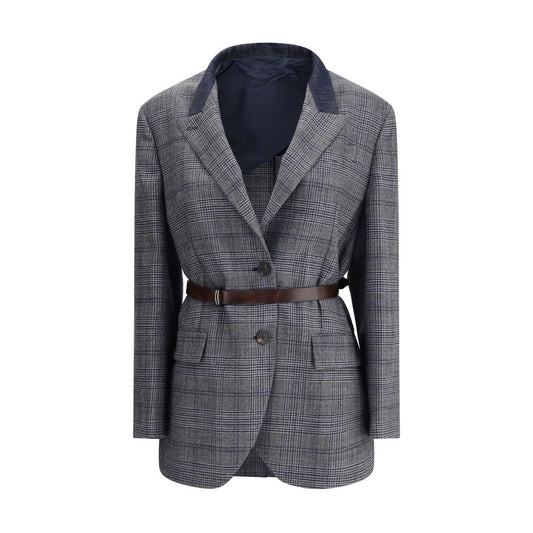 Brunello Cucinelli Grauer Blazer aus Fleecewolle