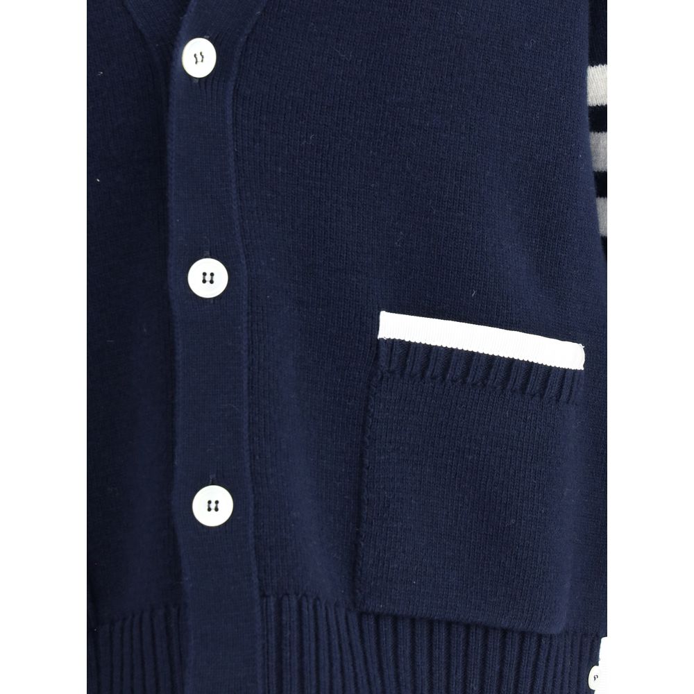 Thom Browne Strickjacke aus blauer Merinowolle