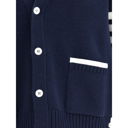 Thom Browne Strickjacke aus blauer Merinowolle