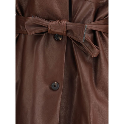 Brunello Cucinelli Lederjacke in Braun