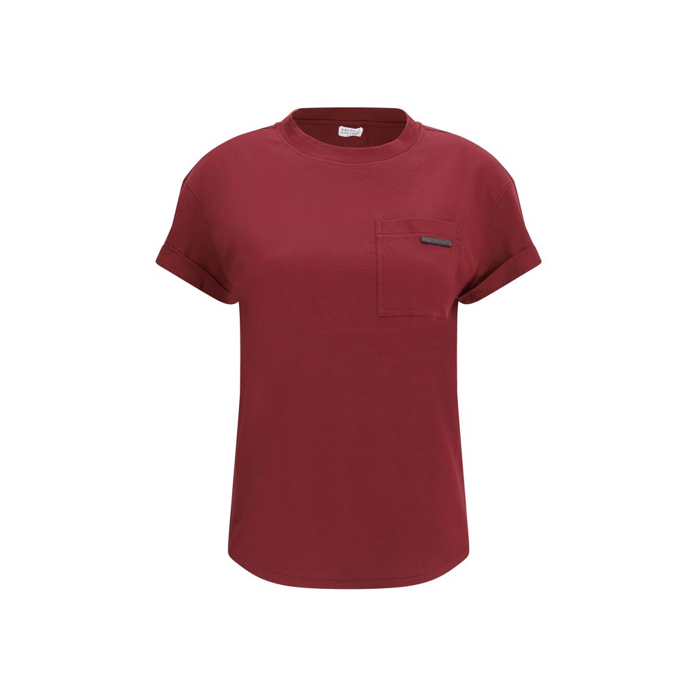 Brunello Cucinelli T-Shirt aus Baumwolle in Bordeaux