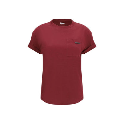 Brunello Cucinelli T-Shirt aus Baumwolle in Bordeaux