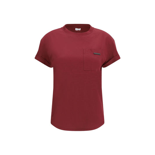 Brunello Cucinelli T-Shirt aus Baumwolle in Bordeaux