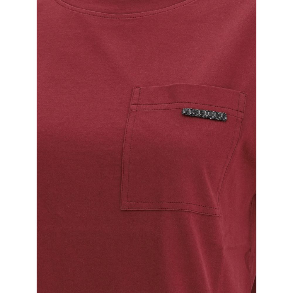Brunello Cucinelli T-Shirt aus Baumwolle in Bordeaux
