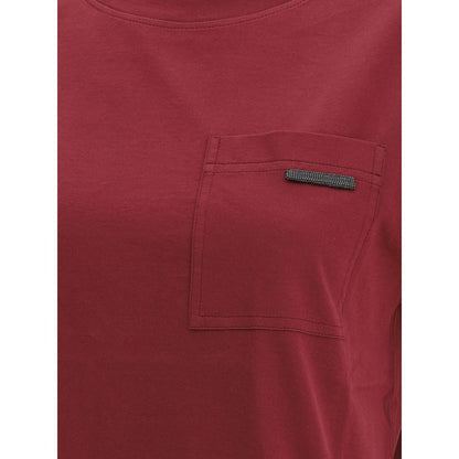 Brunello Cucinelli T-Shirt aus Baumwolle in Bordeaux