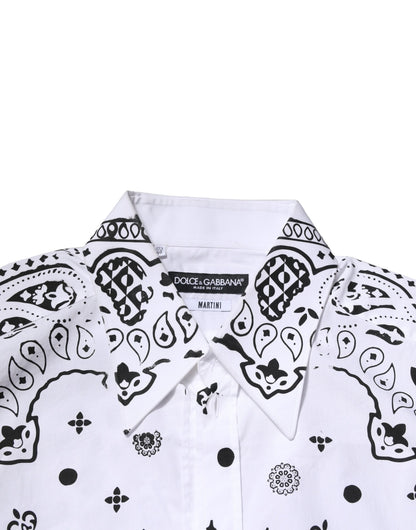 Dolce &amp; Gabbana Weißes formelles Hemd mit MARTINI-Bandana-Print