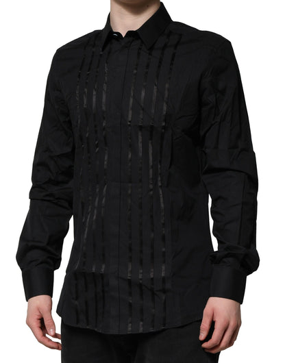 Dolce & Gabbana Black Cotton GOLD Mens Dress Formal Shirt