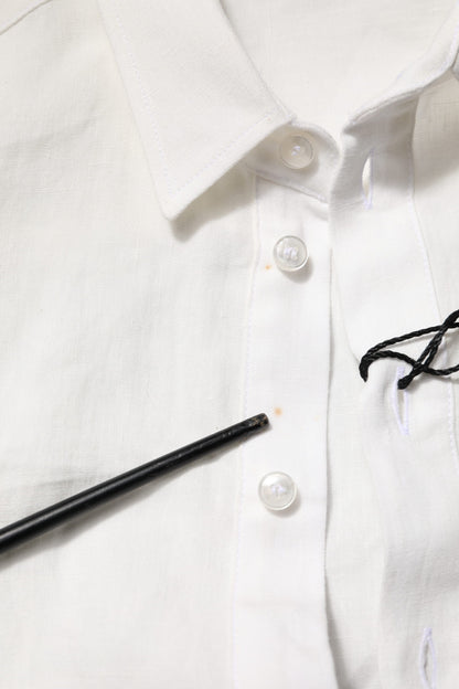 Dolce &amp; Gabbana – Weißes, formelles Hemd mit DG-Kronenverzierung