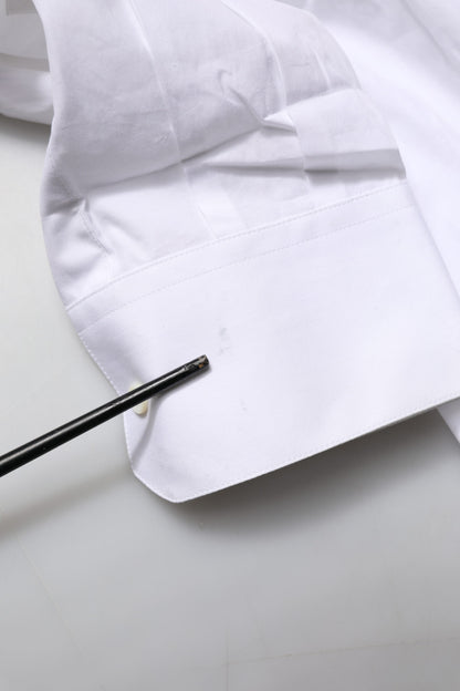 Dolce &amp; Gabbana Weiß GOLD Bib Popeline Kleid Herren Formelles Hemd