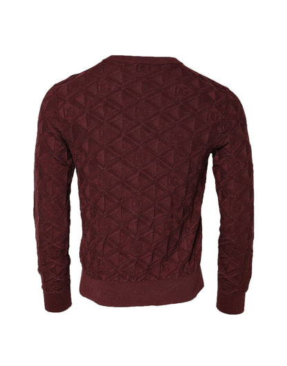Dolce & Gabbana Bordeaux Silk Knit Crew Neck Pullover Sweater