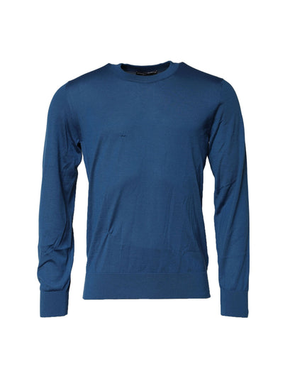 Dolce &amp; Gabbana Blauer Kaschmir-Sweatshirtpullover mit Rundhalsausschnitt