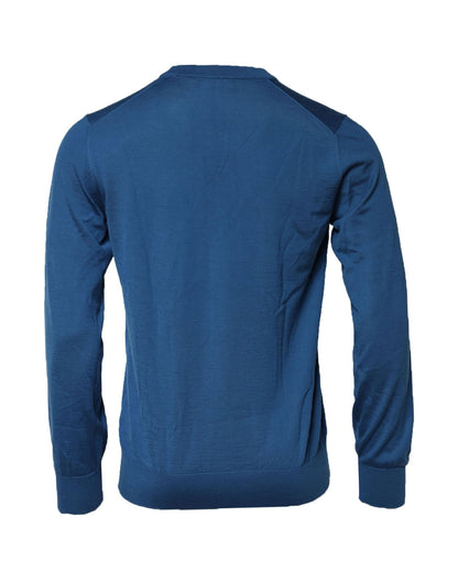 Dolce &amp; Gabbana Blauer Kaschmir-Sweatshirtpullover mit Rundhalsausschnitt
