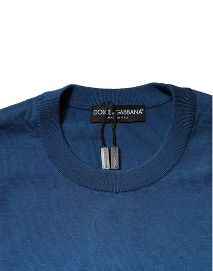 Dolce &amp; Gabbana Blauer Kaschmir-Sweatshirtpullover mit Rundhalsausschnitt