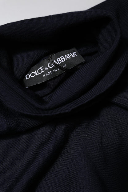 Dolce &amp; Gabbana, blauer Pullover mit Rollkragen und langen Ärmeln