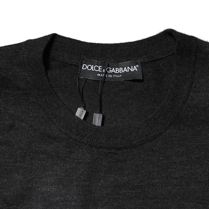 Dolce &amp; Gabbana Grauer Kaschmir-Sweatshirtpullover mit Rundhalsausschnitt