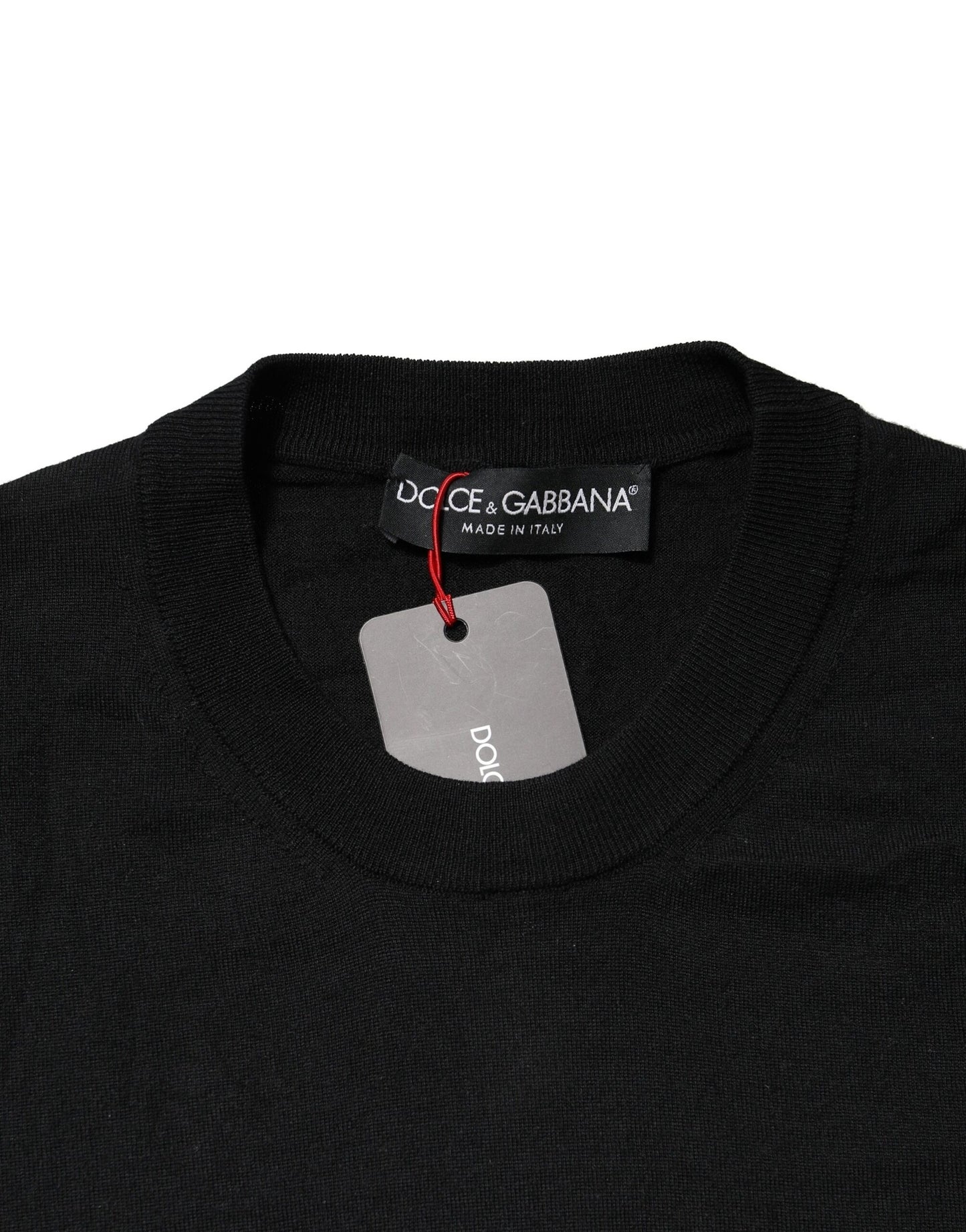 Dolce &amp; Gabbana – Schwarzer Pullover mit Rundhalsausschnitt und langen Ärmeln