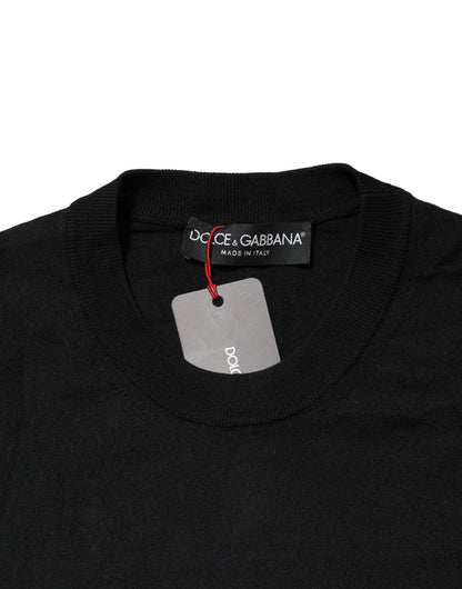 Dolce &amp; Gabbana – Schwarzer Pullover mit Rundhalsausschnitt und langen Ärmeln