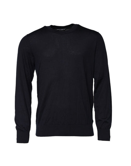 Dolce &amp; Gabbana – Schwarzes Kaschmir-Sweatshirt mit Rundhalsausschnitt