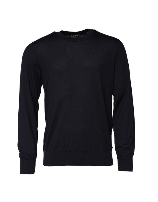 Dolce &amp; Gabbana – Schwarzes Kaschmir-Sweatshirt mit Rundhalsausschnitt