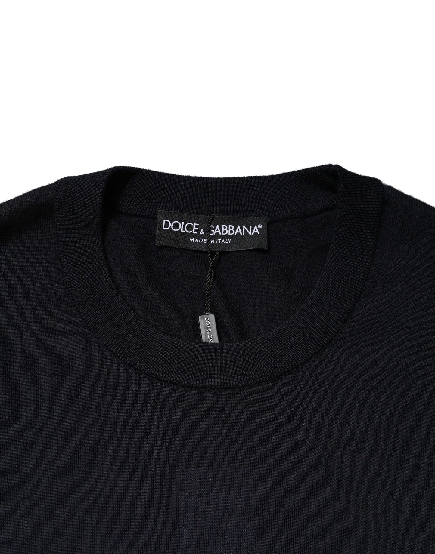 Dolce &amp; Gabbana – Schwarzes Kaschmir-Sweatshirt mit Rundhalsausschnitt