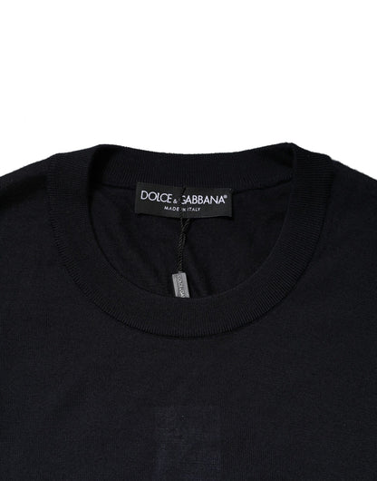Dolce &amp; Gabbana – Schwarzes Kaschmir-Sweatshirt mit Rundhalsausschnitt